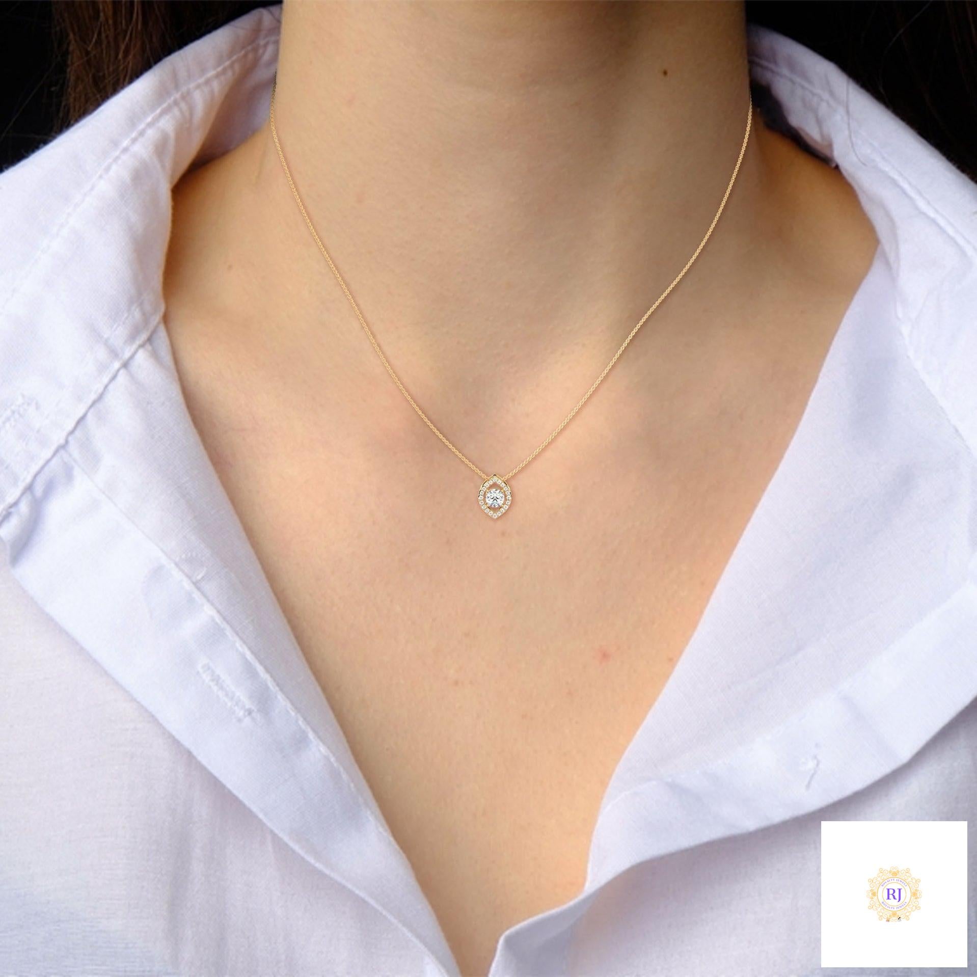 0.65 CT. Marquise Halo Diamond Pendant