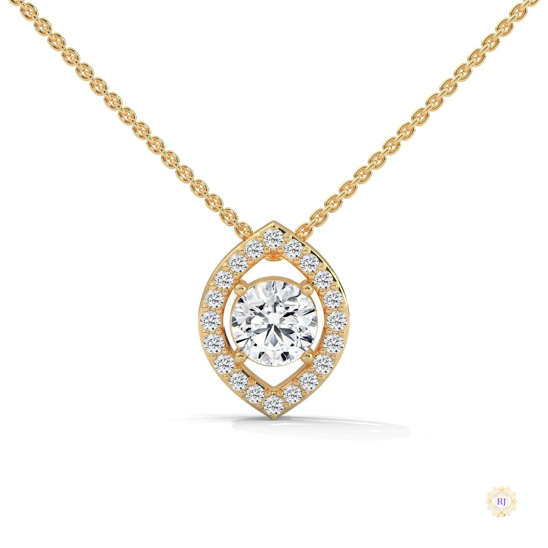 0.65 CT. Marquise Halo Diamond Pendant