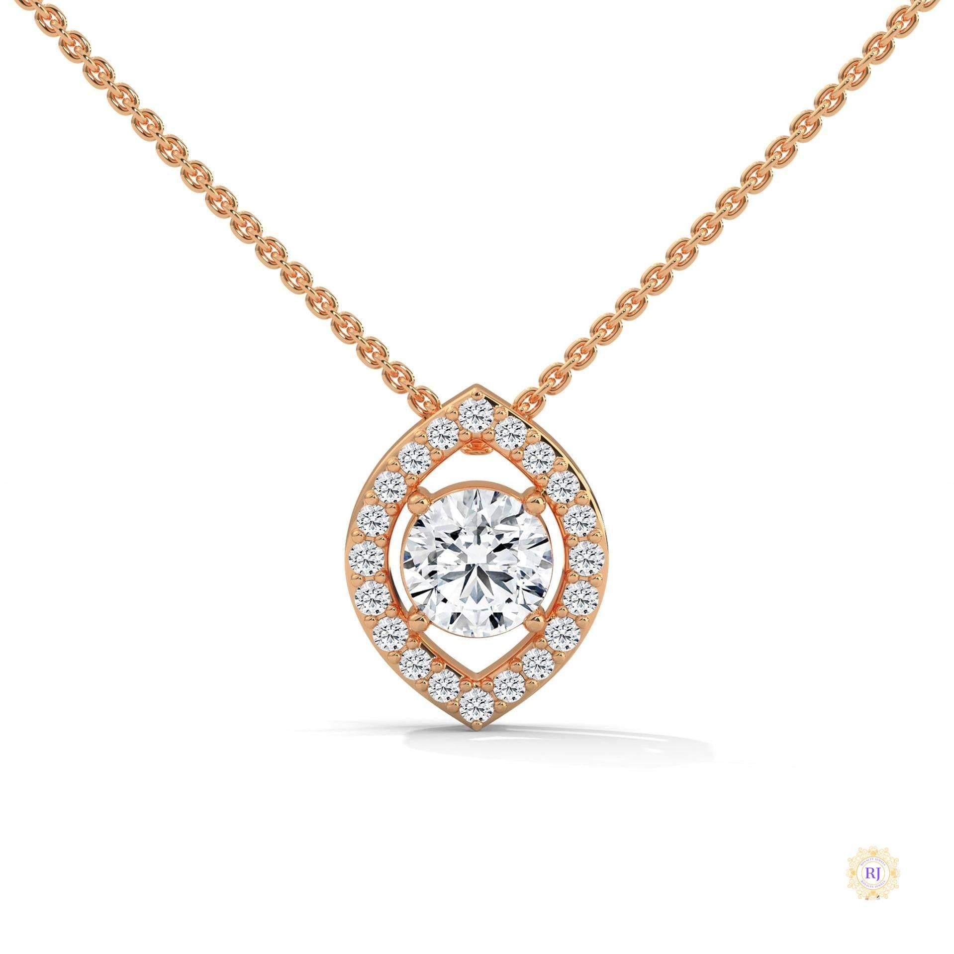 0.65 CT. Marquise Halo Diamond Pendant