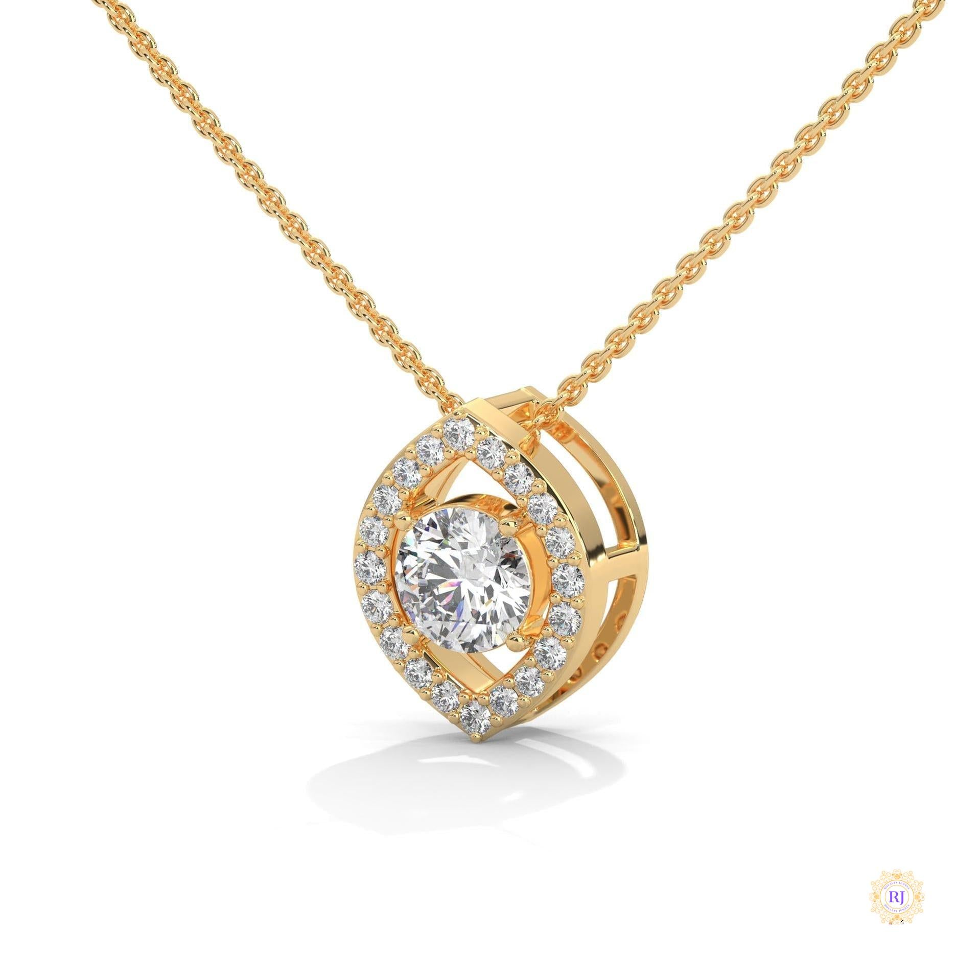 0.65 CT. Marquise Halo Diamond Pendant