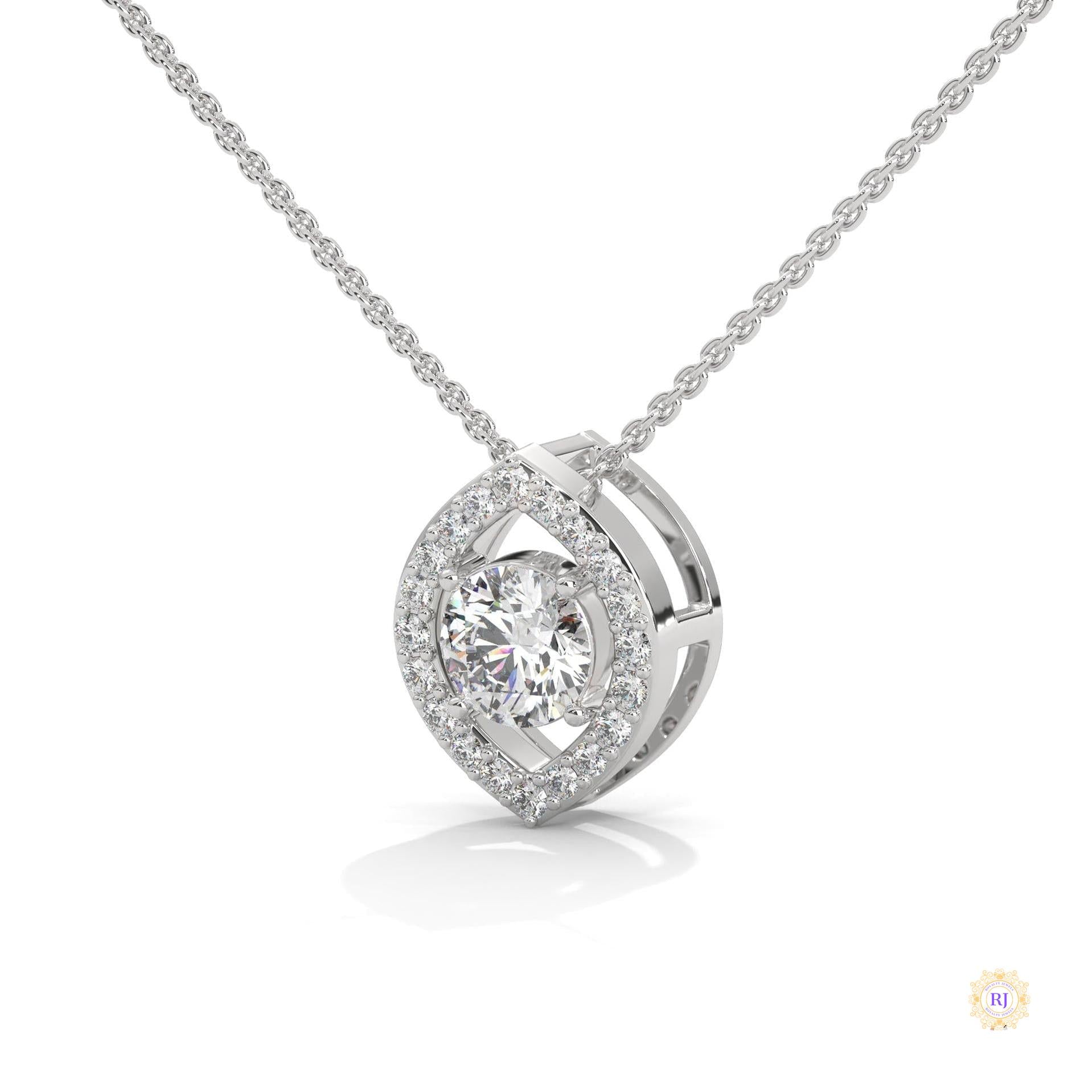 0.65 CT. Marquise Halo Diamond Pendant