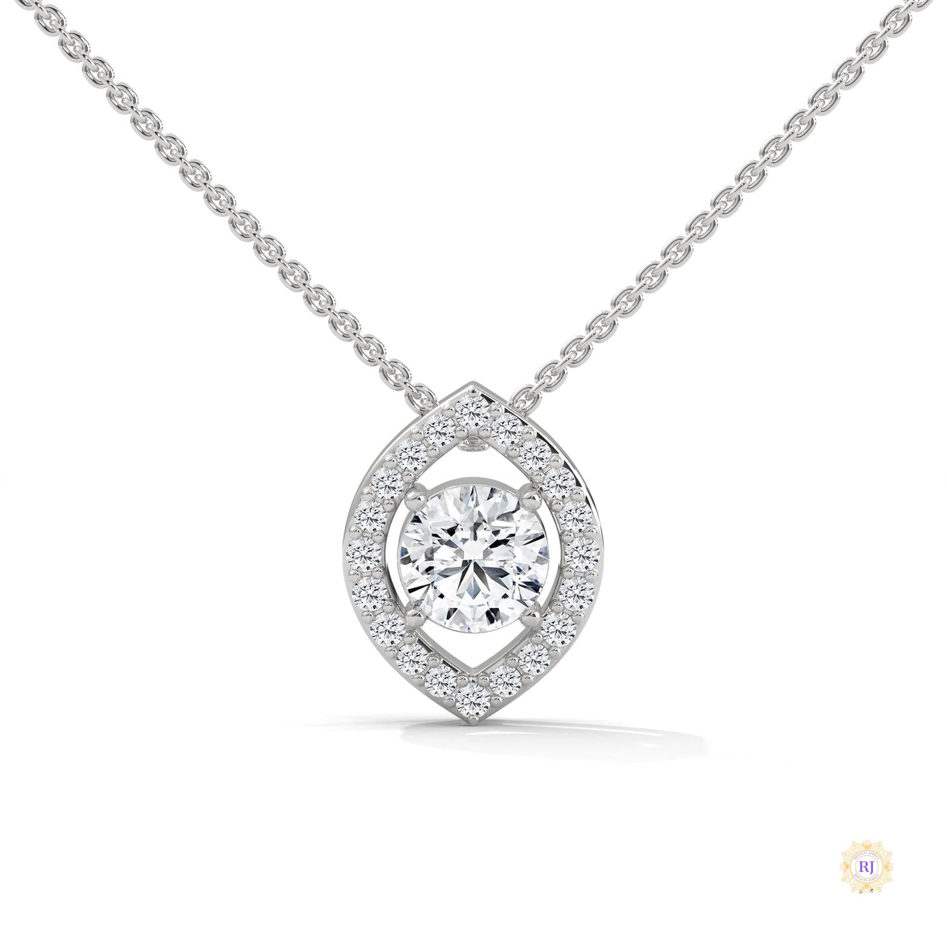 0.65 CT. Marquise Halo Diamond Pendant