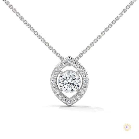 0.65 CT. Marquise Halo Diamond Pendant