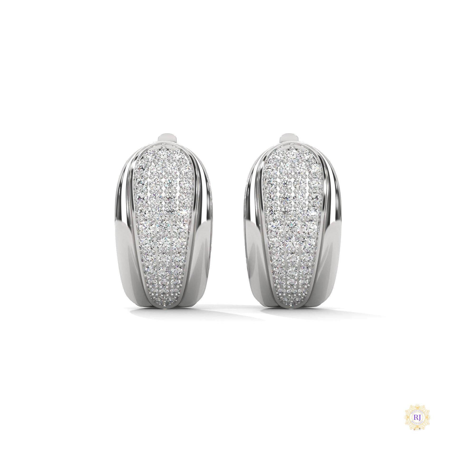 0.70 CT. Tapered Pavé Diamond Huggie Earrings