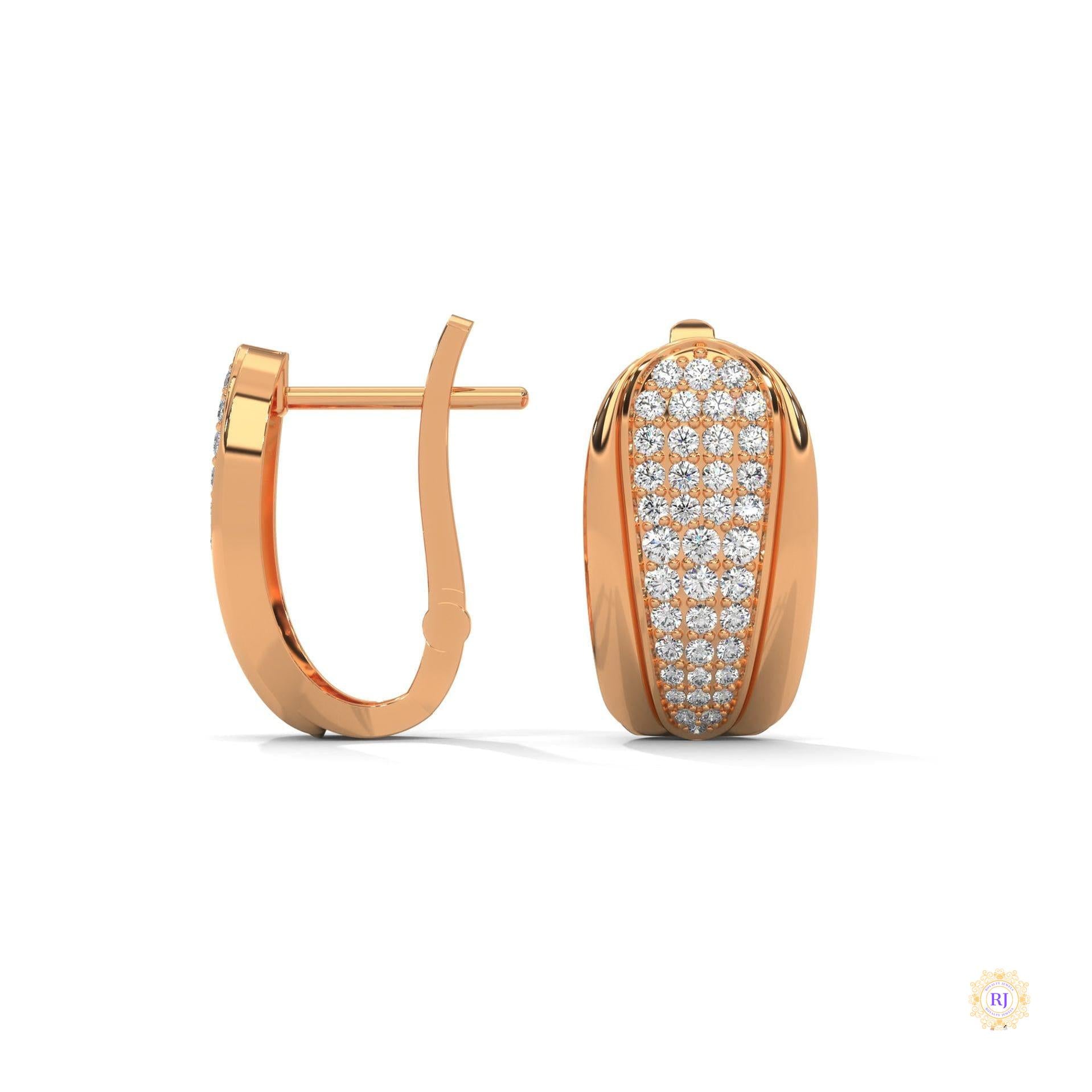 0.70 CT. Tapered Pavé Diamond Huggie Earrings