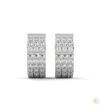 0.70 CT. Triple Row Diamond Hoop Earrings