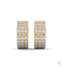 0.70 CT. Triple Row Diamond Hoop Earrings