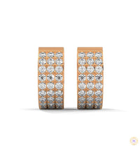 0.70 CT. Triple Row Diamond Hoop Earrings