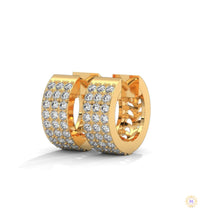 0.70 CT. Triple Row Diamond Hoop Earrings