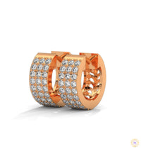 0.70 CT. Triple Row Diamond Hoop Earrings