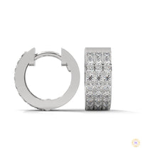 0.70 CT. Triple Row Diamond Hoop Earrings