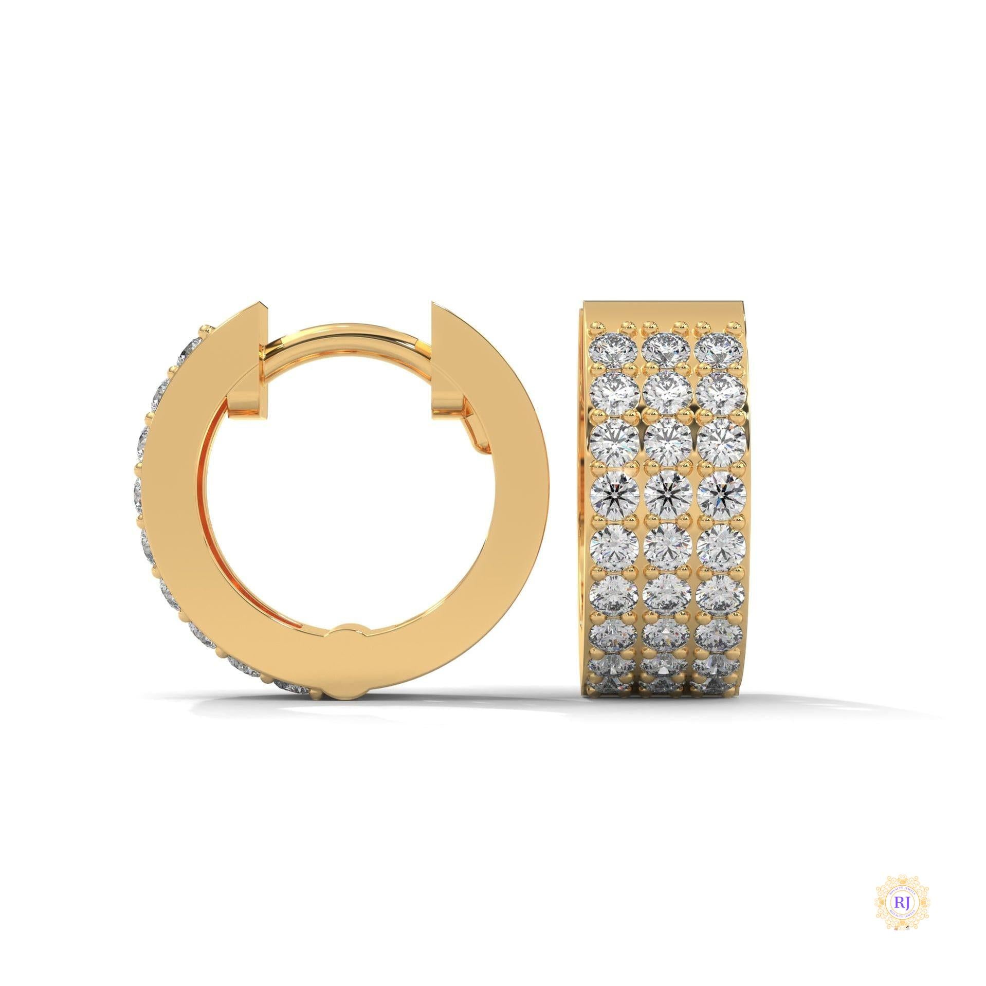 0.70 CT. Triple Row Diamond Hoop Earrings