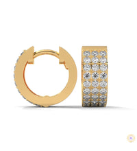 0.70 CT. Triple Row Diamond Hoop Earrings