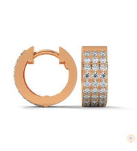 0.70 CT. Triple Row Diamond Hoop Earrings