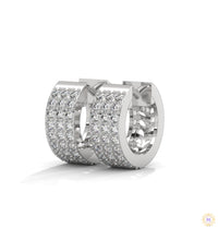0.70 CT. Triple Row Diamond Hoop Earrings