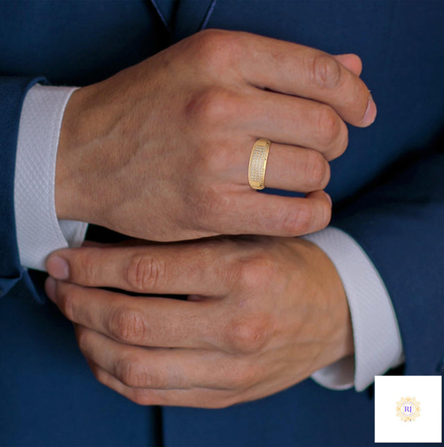 0.70 Ct. Men’s Lab Diamond Ring | Sculpted Pavé Finish
