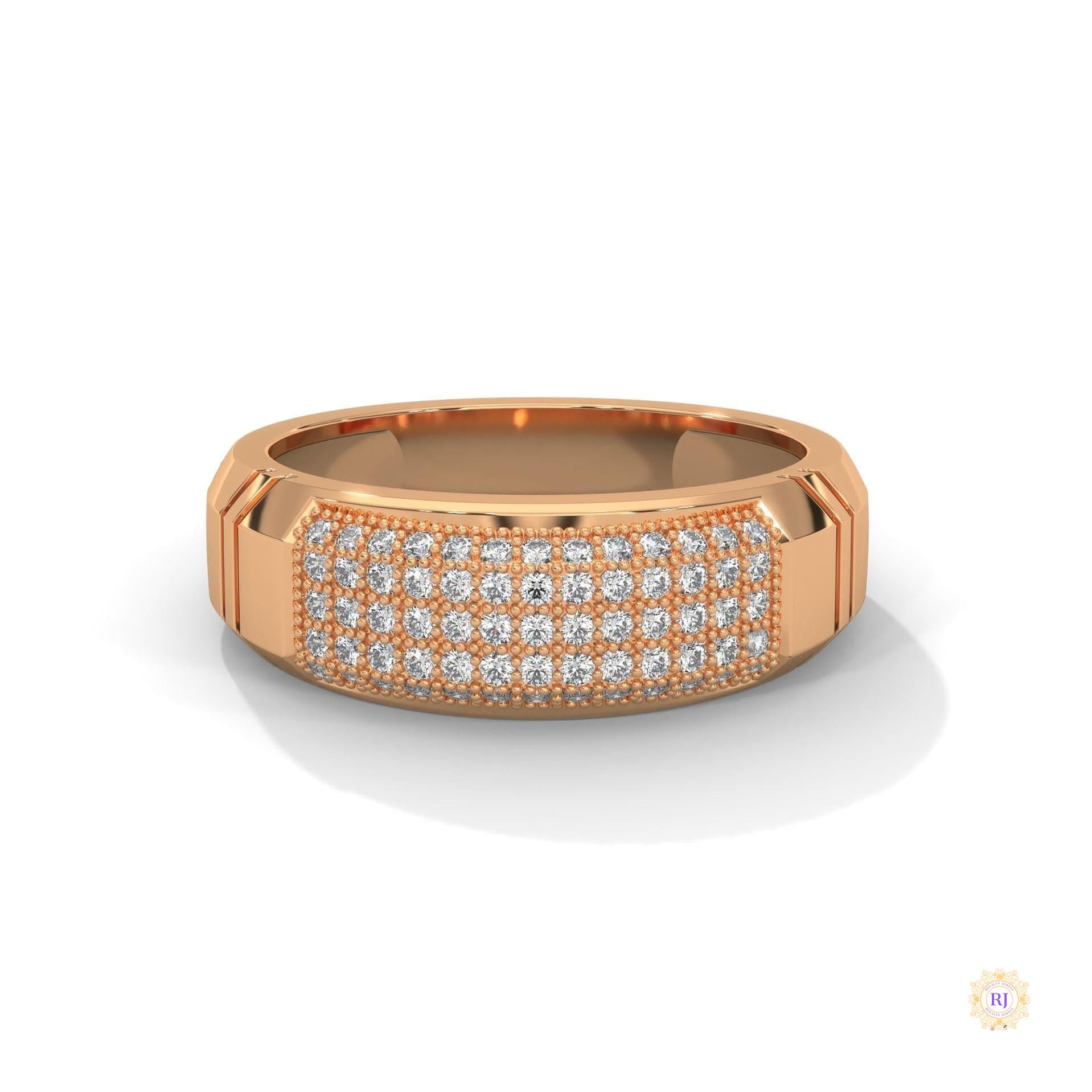 0.70 Ct. Men’s Lab Diamond Ring | Sculpted Pavé Finish