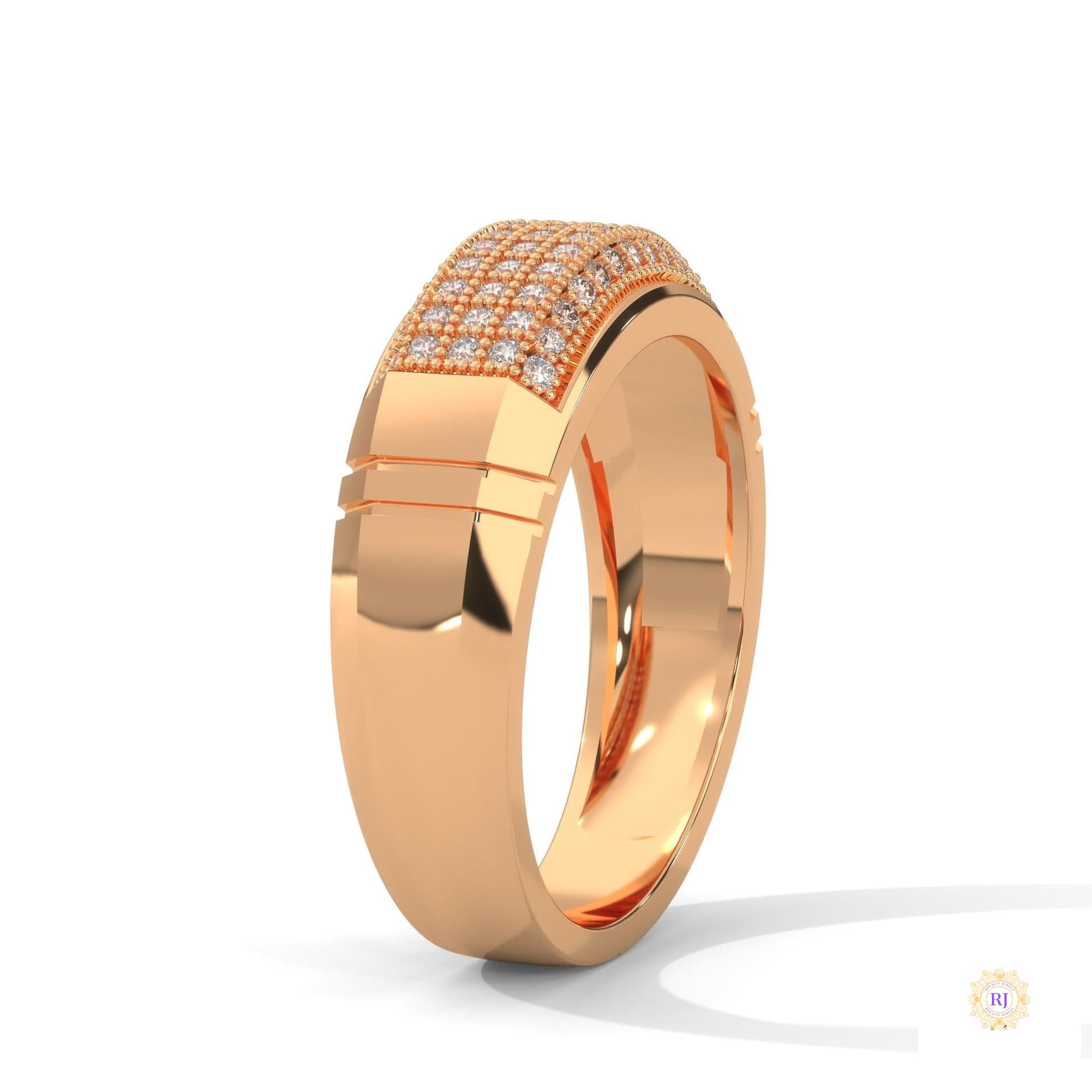 0.70 Ct. Men’s Lab Diamond Ring | Sculpted Pavé Finish