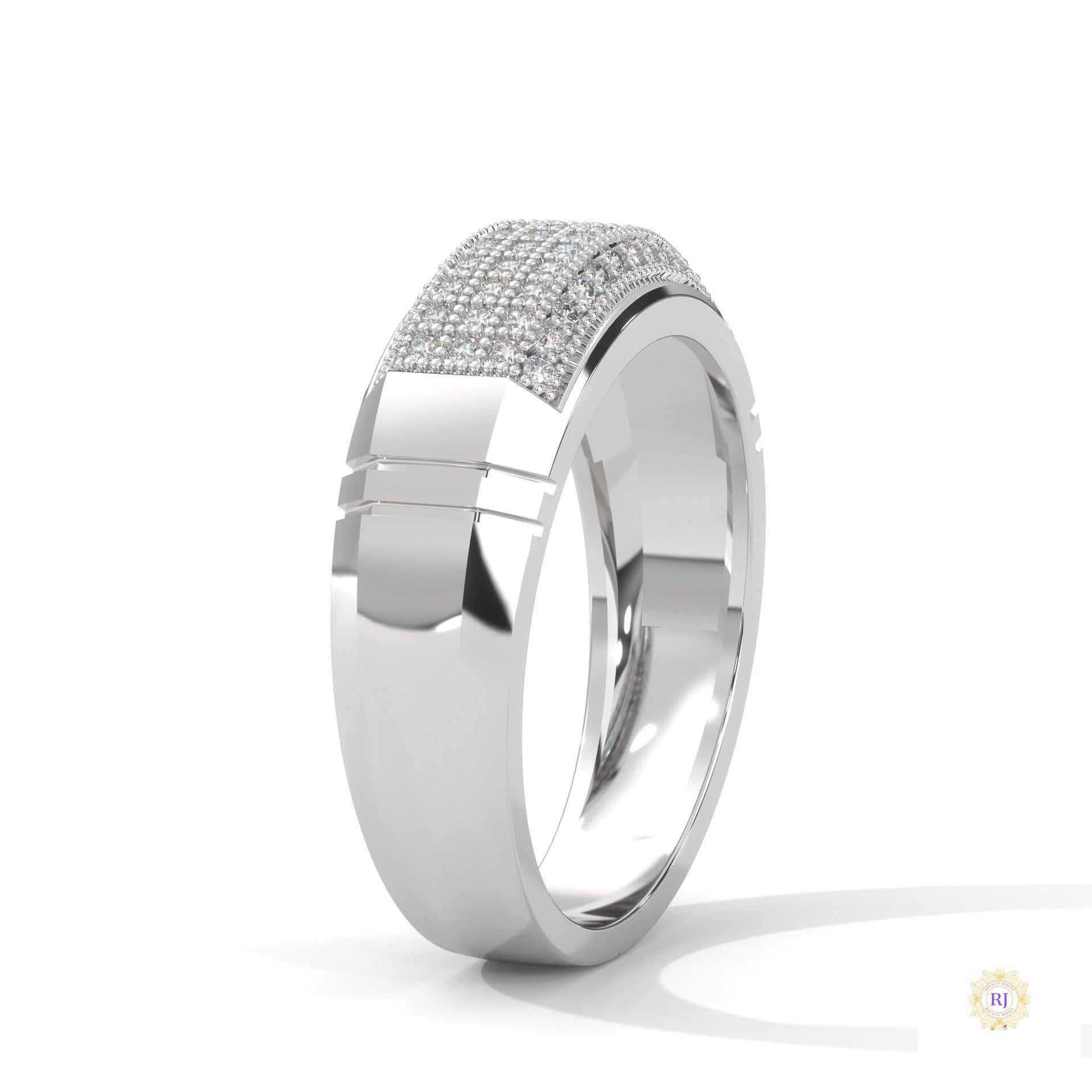 0.70 Ct. Men’s Lab Diamond Ring | Sculpted Pavé Finish