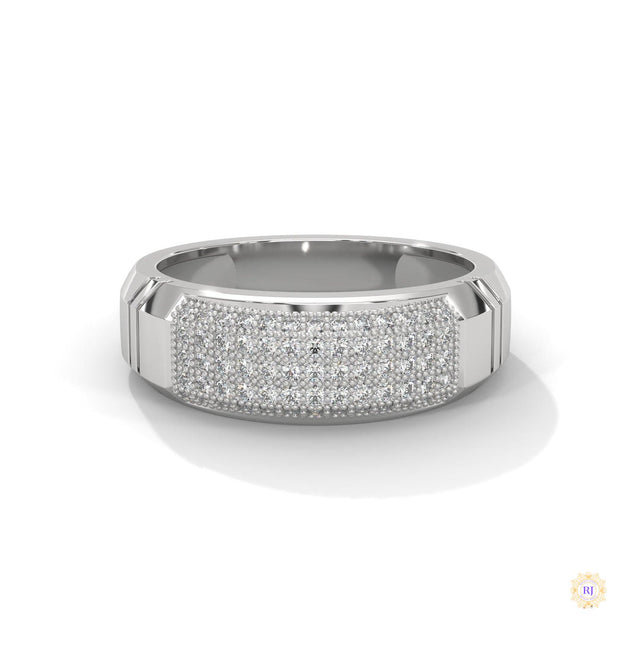 0.70 Ct. Men’s Lab Diamond Ring | Sculpted Pavé Finish