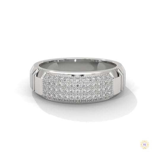 0.70 Ct. Men’s Lab Diamond Ring | Sculpted Pavé Finish