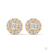 0.90 CT. Double Halo Diamond Stud Earrings