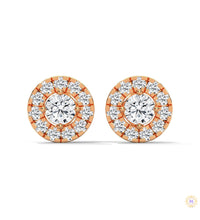 0.90 CT. Double Halo Diamond Stud Earrings