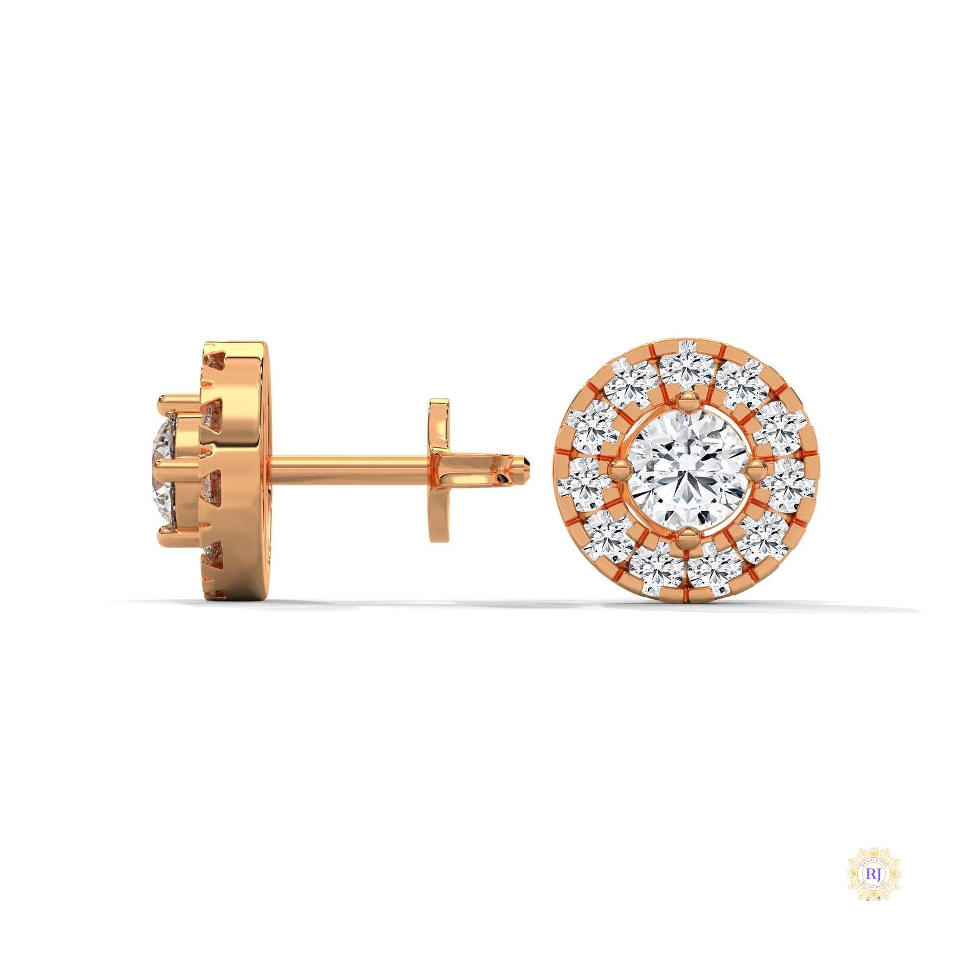 0.90 CT. Double Halo Diamond Stud Earrings