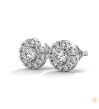 0.90 CT. Double Halo Diamond Stud Earrings