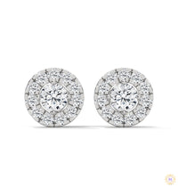 0.90 CT. Double Halo Diamond Stud Earrings