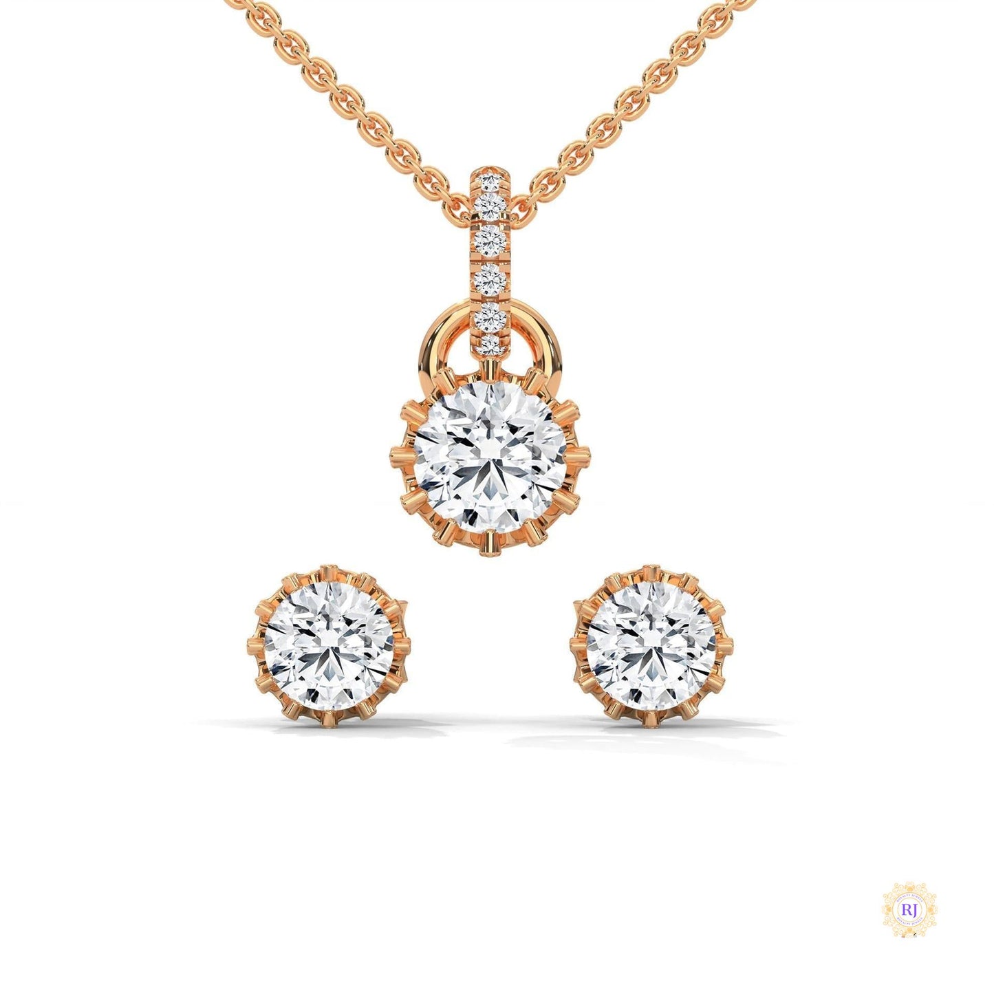 1 CT. Crown Diamond Earring & Pendant Set