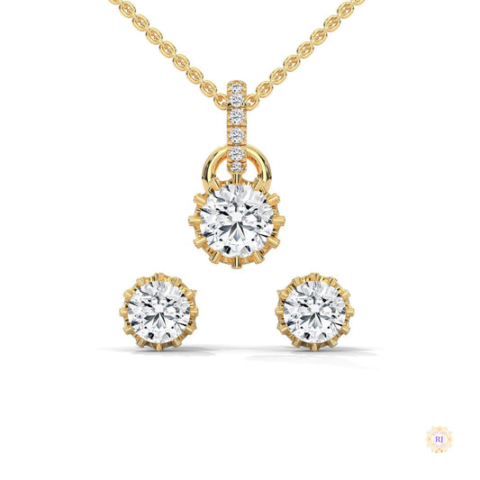 1 CT. Crown Diamond Earring & Pendant Set