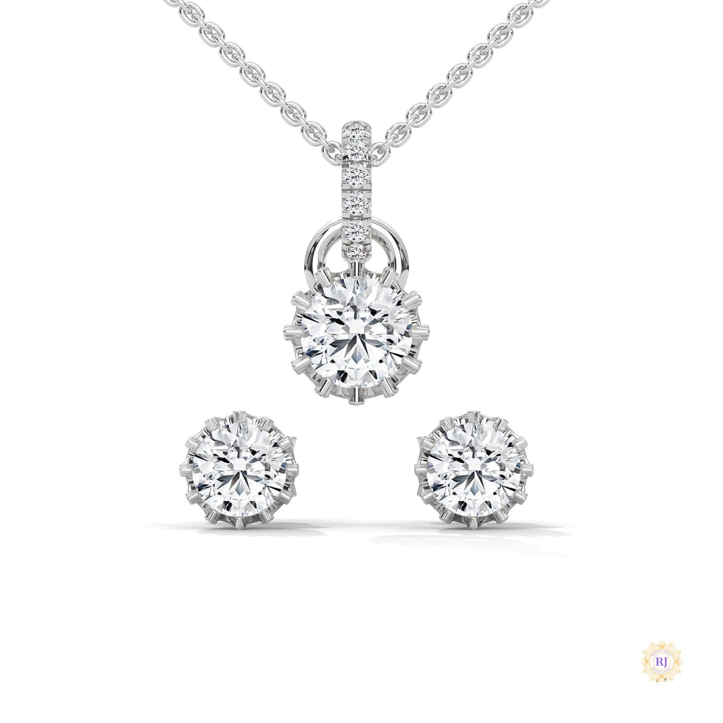 1 CT. Crown Diamond Earring & Pendant Set