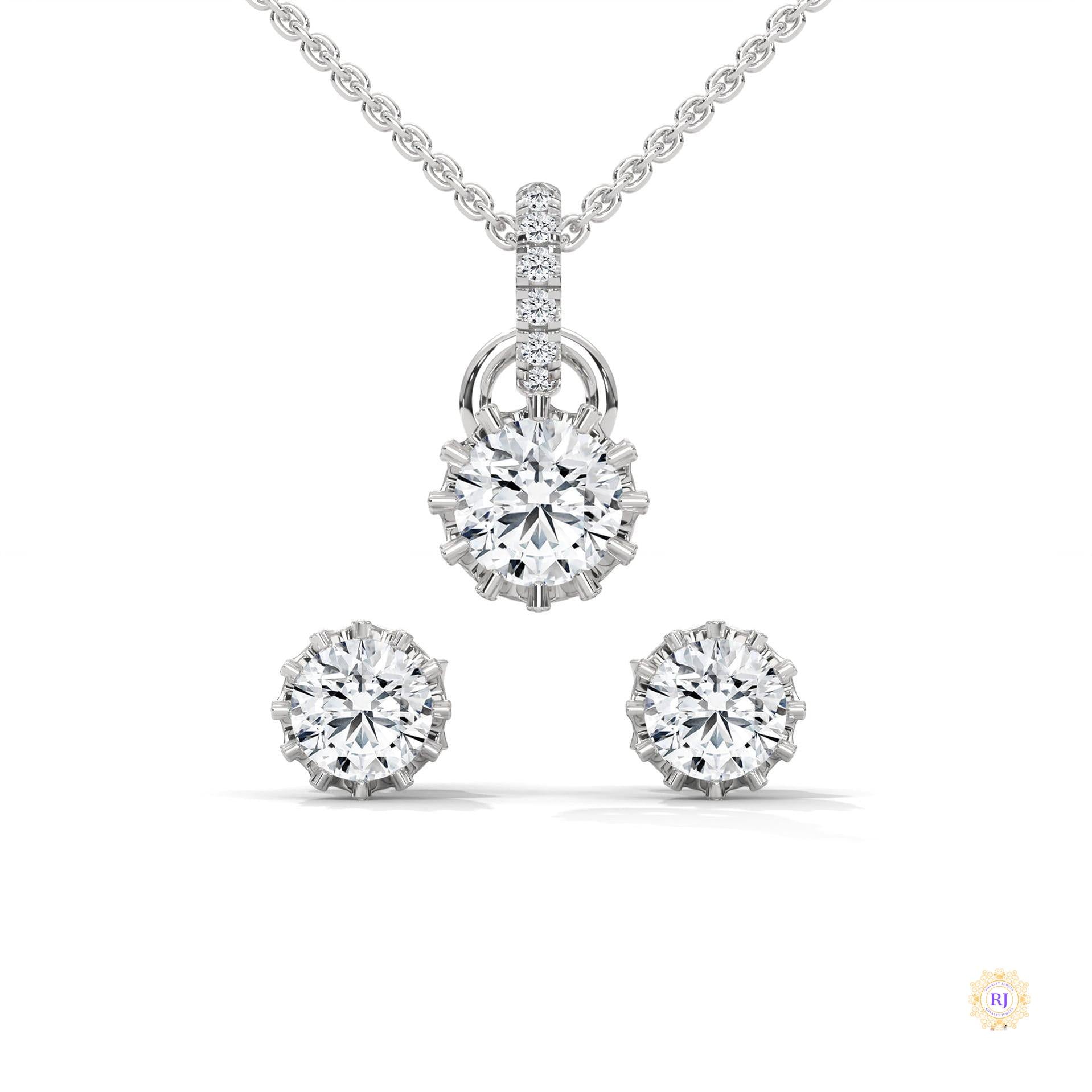 1 CT. Crown Diamond Earring & Pendant Set