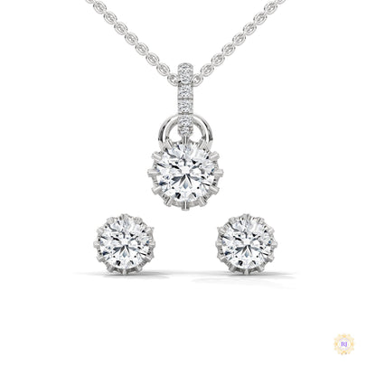 1 CT. Crown Diamond Earring & Pendant Set