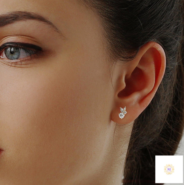 1 CT. Marquise & Round Diamond Cluster Studs