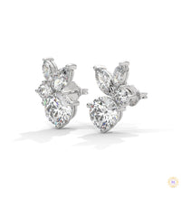 1 CT. Marquise & Round Diamond Cluster Studs