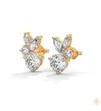 1 CT. Marquise & Round Diamond Cluster Studs