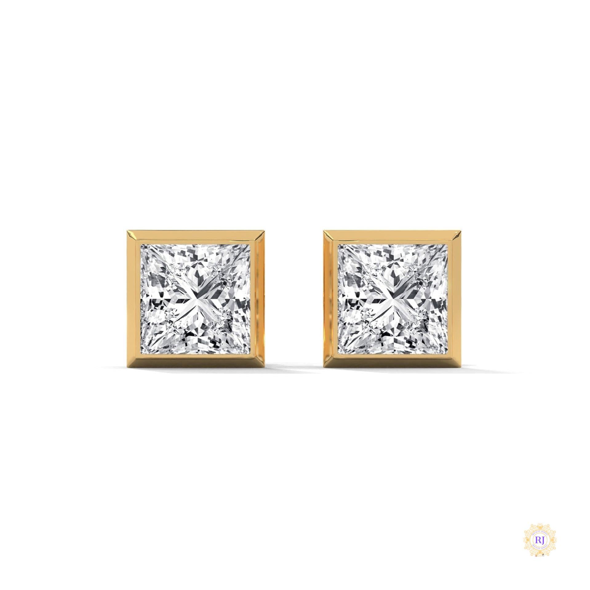1 CT. Princess-Cut Bezel Diamond Studs