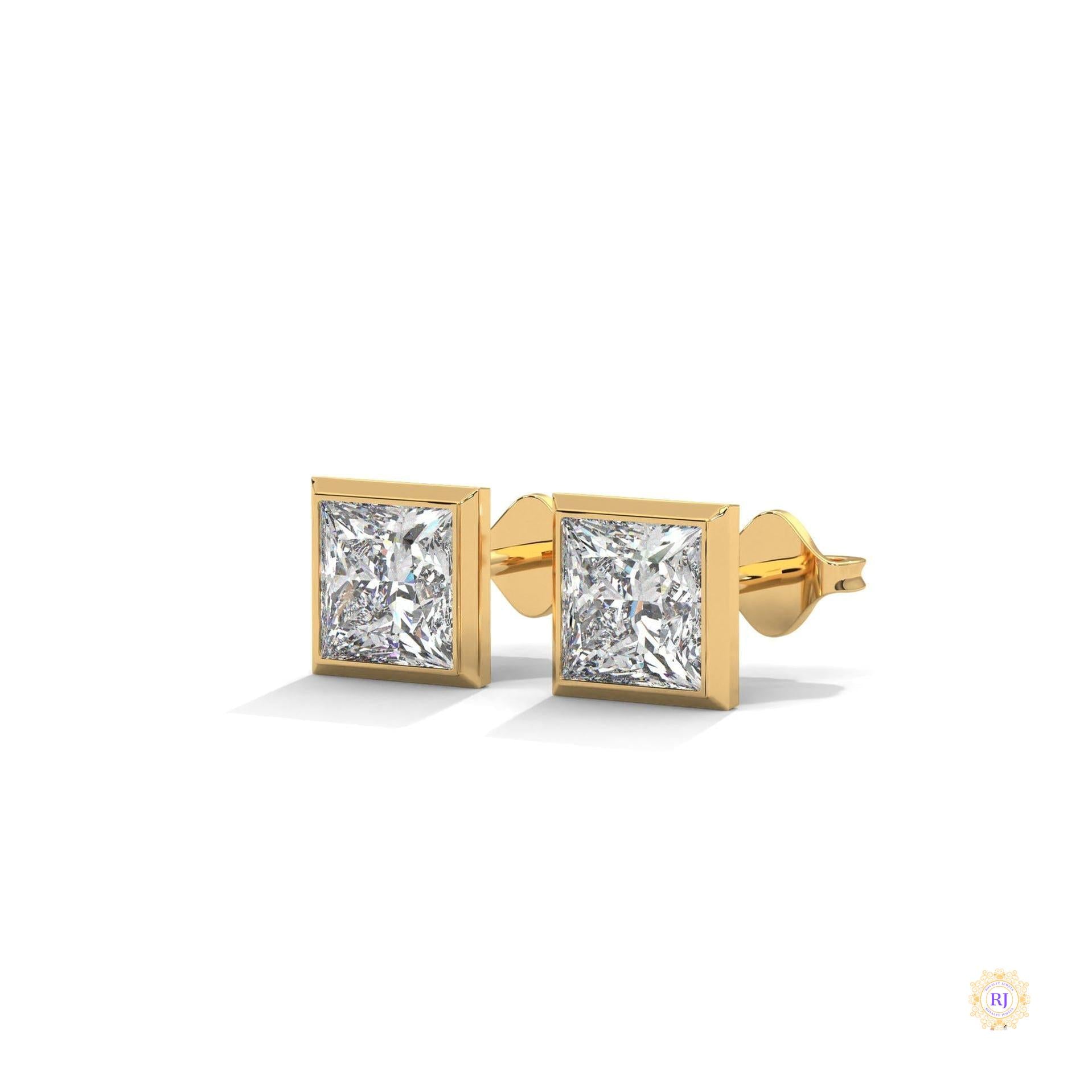 1 CT. Princess-Cut Bezel Diamond Studs