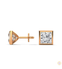 1 CT. Princess-Cut Bezel Diamond Studs