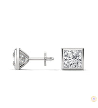 1 CT. Princess-Cut Bezel Diamond Studs