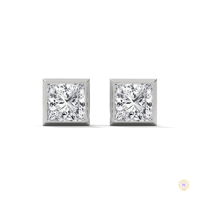 1 CT. Princess-Cut Bezel Diamond Studs