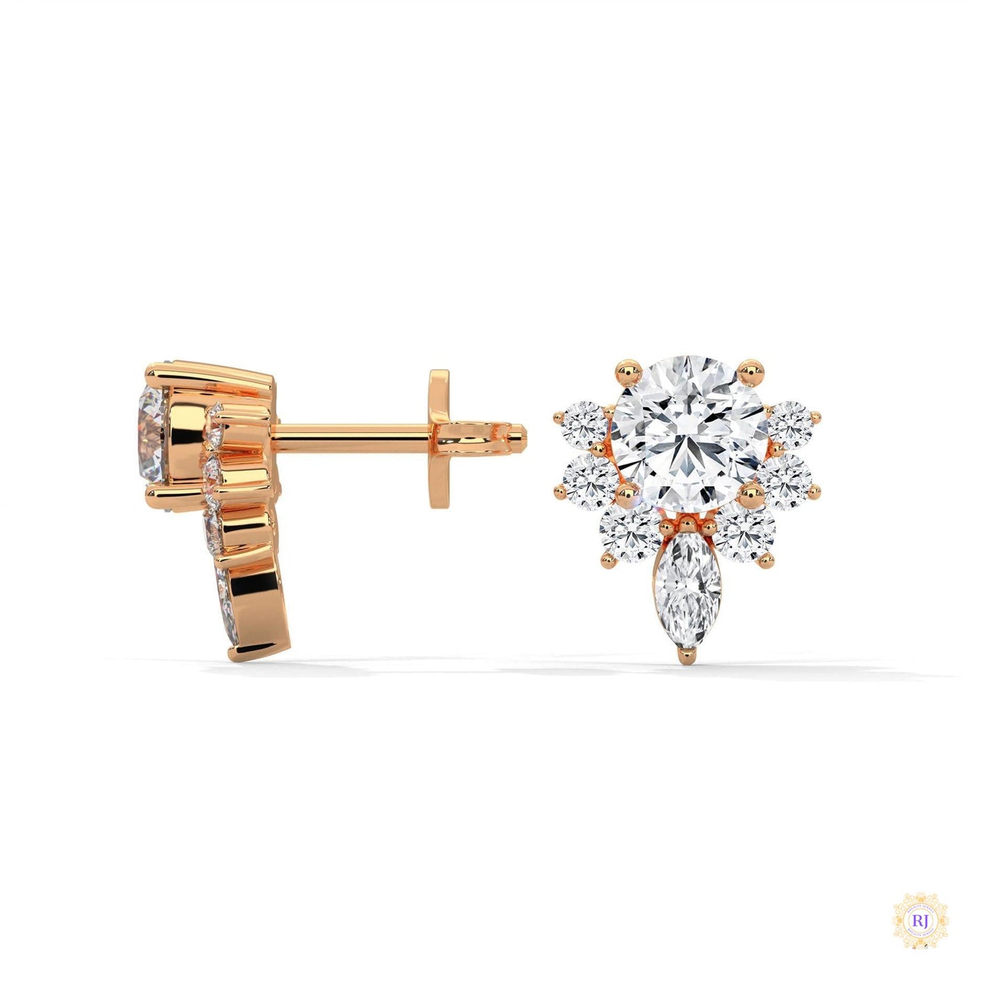 1 CT. Round & Marquise Diamond Studs