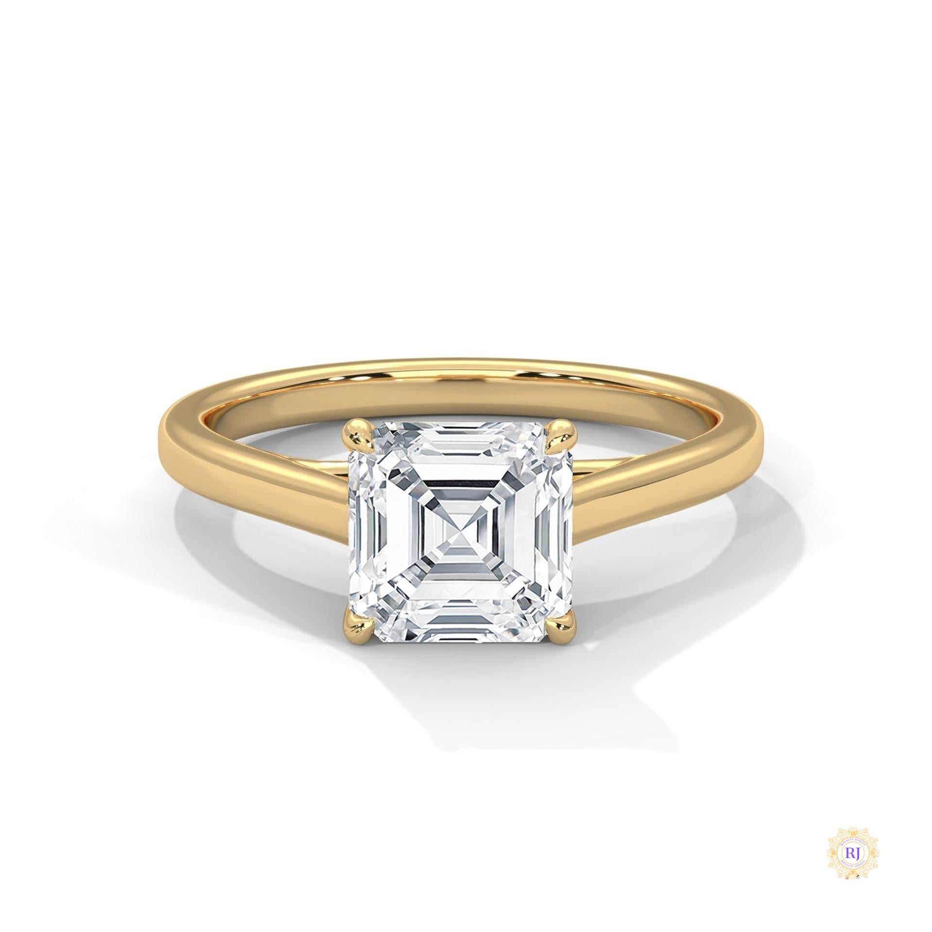 1 Ct. Asscher-Cut Solitaire lab Diamond Ring