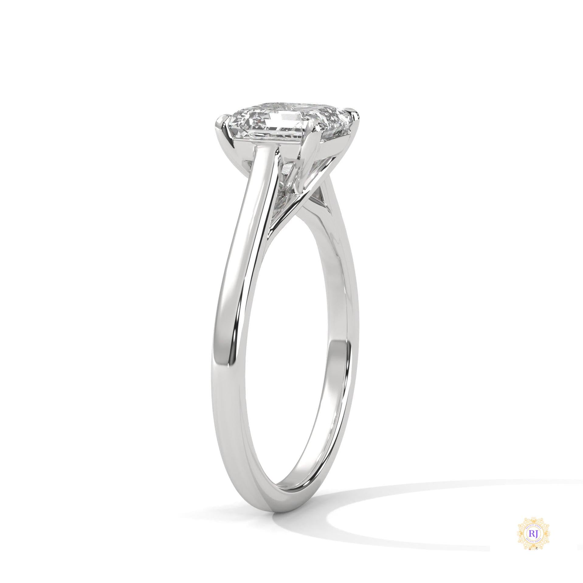 1 Ct. Asscher-Cut Solitaire lab Diamond Ring