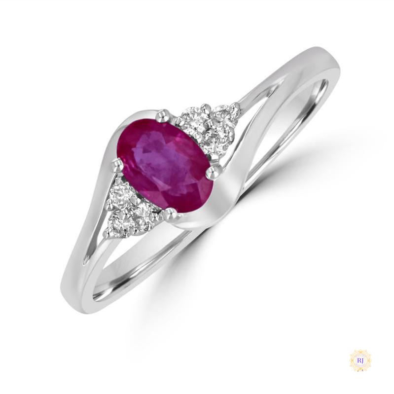 Oval 3 ct.  Ruby & Diamond Accent Ring