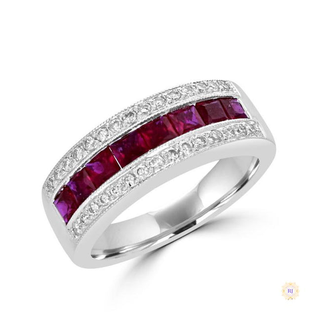 Square 2.5ct Ruby & Diamond Channel-Set