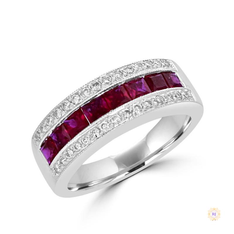 Square 2.5ct Ruby & Diamond Channel-Set