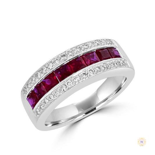 Square 2.5ct Ruby & Diamond Channel-Set